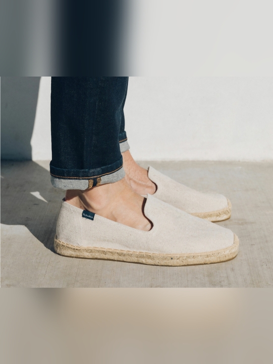 Soludos Men's Smoking Slipper Espadrille Slip On Natural Cotton Linen 9.5 NEW - Picture 7 of 16